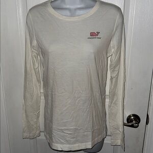 VINEYARD VINES Women’s Long Sleeve Tee Shirt White/Pink Size Small